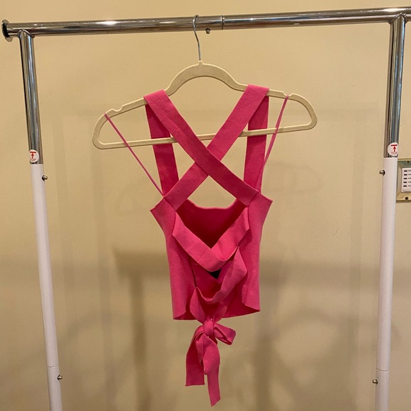 Hot Pink Corset Tank Top with Bow - Picture 5 of 5